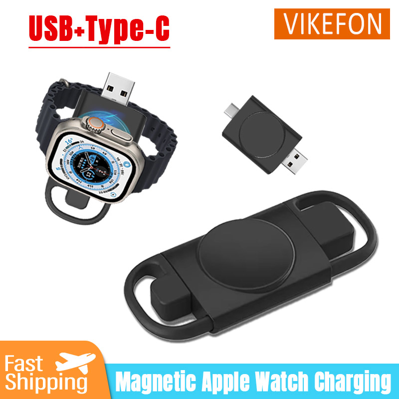 Watch Magnetic Wireless Charger Pad Type C PD USB Port for Apple Watch Series 10 9 8 7 6 5 4 3 SE Ultra Portable Fast Charging