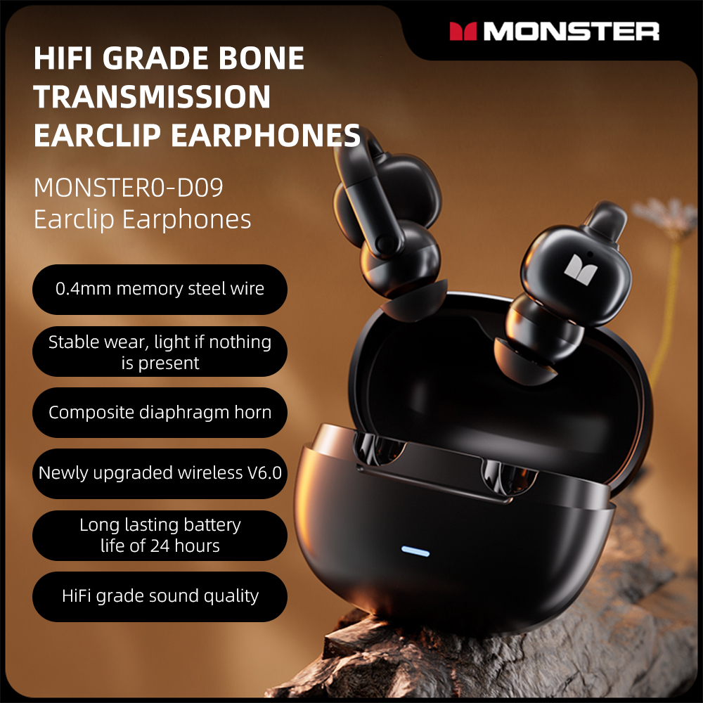 Monster D09 Bluetooth Headphones Intelligent Noise Reduction Long Battery Life HIFI Comfortable Wear Wireless Earphones