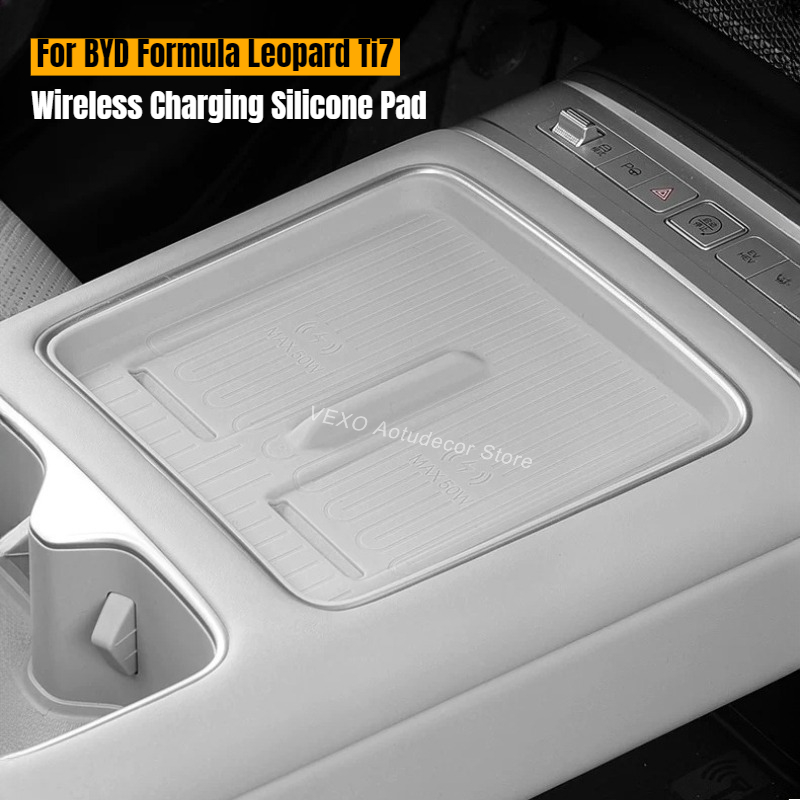 For BYD Formula Bao Ti7 Car Center Console Wireless Charging Pad Silicone Anti-Slip Mat Organizer Electric Vehicle Accessories