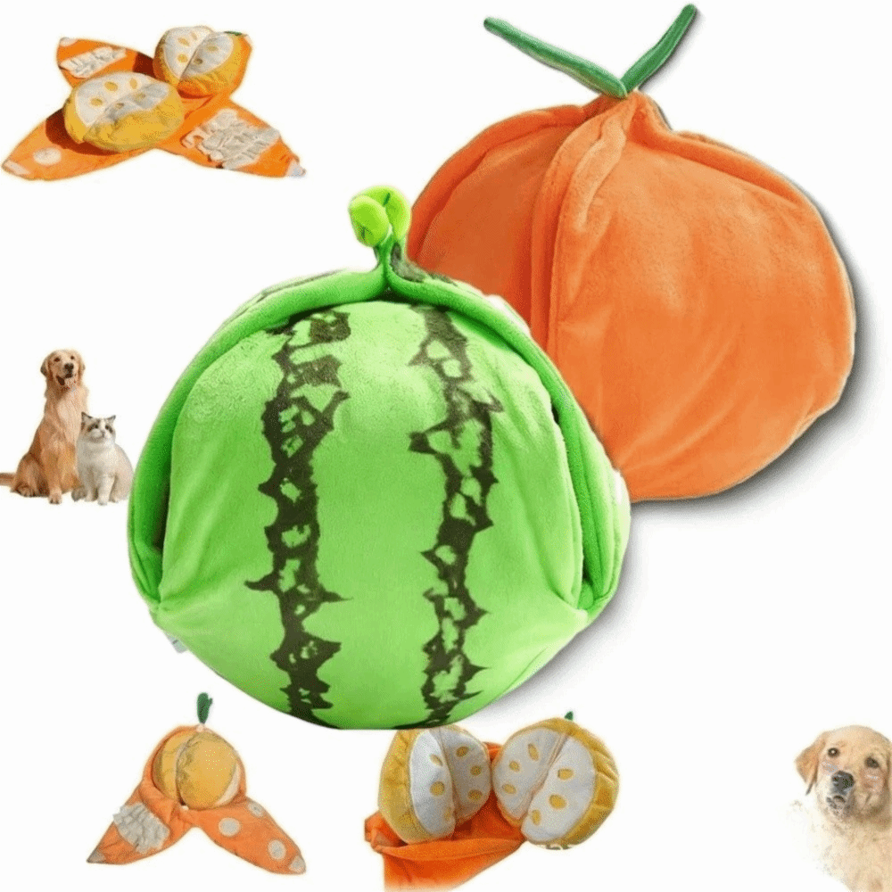 Watermelon and Orange Shape Seek Dog Toys Interactive Relieve Anxiety Squeaky Dog Toy Fruit Design Dog Pet Toys