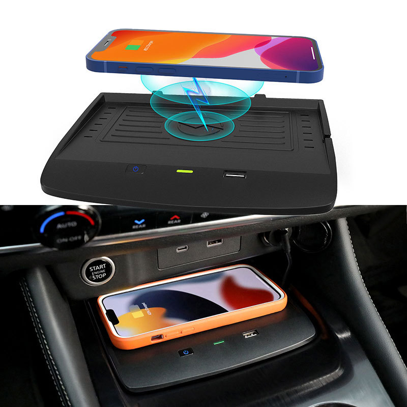 Car wireless charger for Nissan X-Trail Rogue 2021 2022 2023 mobile phone charger charging holder charging pad plate trim