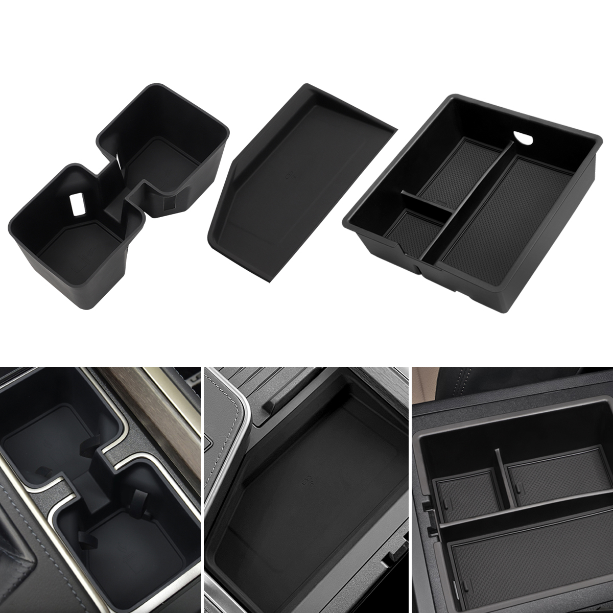 3x For 2024 2025 Lexus GX550 Wireless Charging Pad Mat + Cup Holder Insert +Center Console Organizer Tray Accessories Silicone