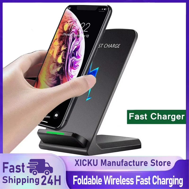 Fast Wireless Charger Stand Pad for iPhone 17 16 15 14 13 Pro Samsung Xiaomi Phone Chargers Induction Fast Charging Dock Station