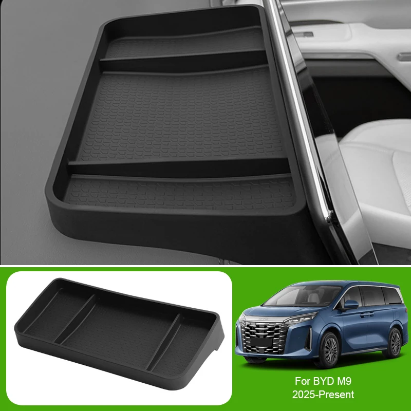 Car Armrest Box Storage Wireless Charging Pad Door Organizer Under Centrol Control Tray Water Cup Holder For BYD M9 2025-Present