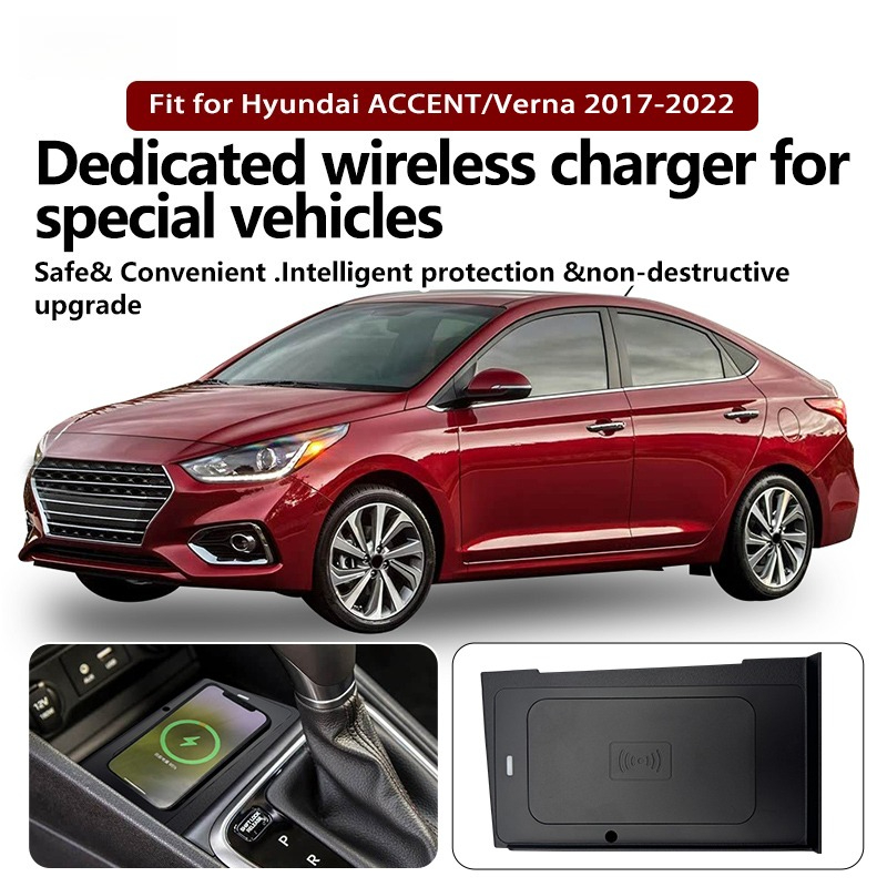 For Hyundai ACCENT/Verna 2017-2022 Center Console Fast Charging Pad Car Intelligent System Wireless Charger Mobile Phone Holder
