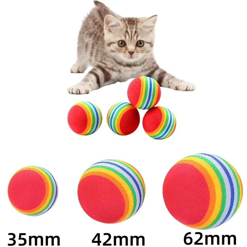1Pc Colorful Pet Rainbow Foam Fetch Balls Soft Interactive Dog Toys for Training Chewing Playing Funny Outdoor Indoor Puppy Toys