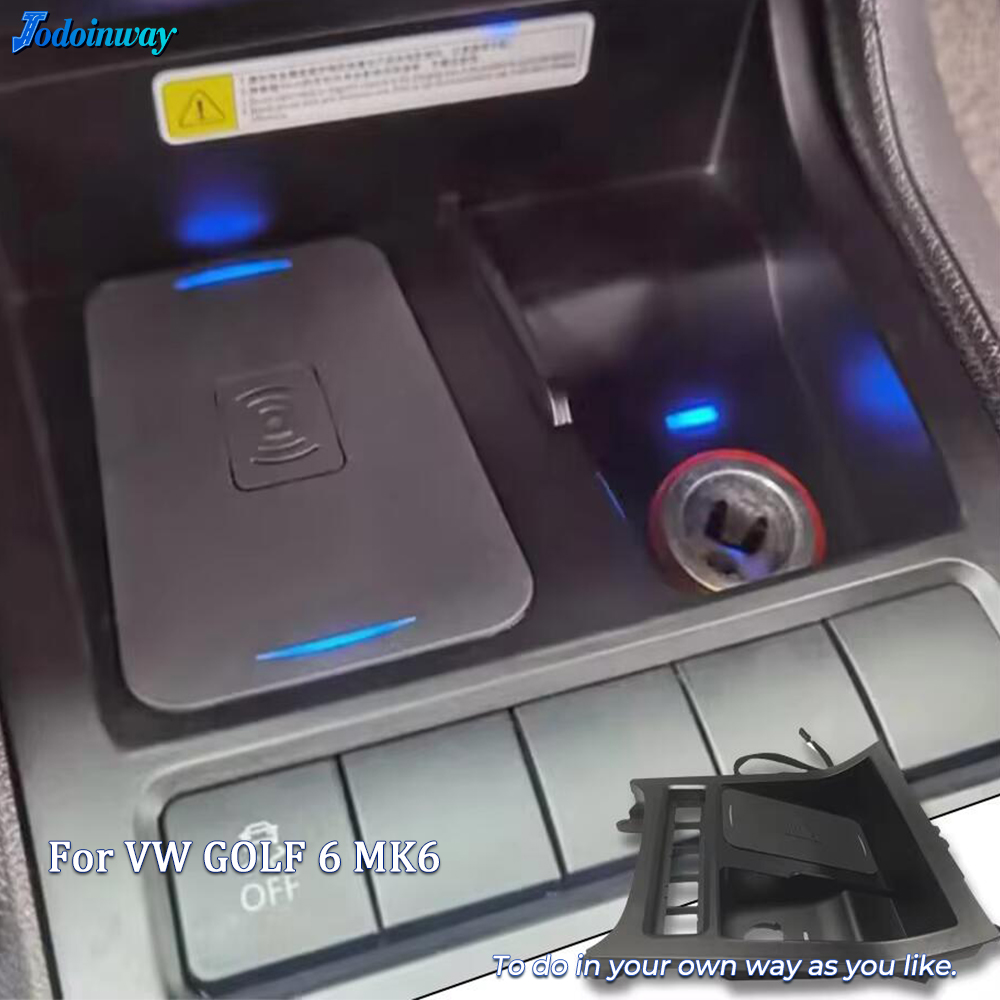 Car Charging Panel Wireless Charger Pad For VW Golf 6 MK6 2013 Scirocco Sagitar Golf 5 MK5 2008 Phone Holder Mobile Mount Trim